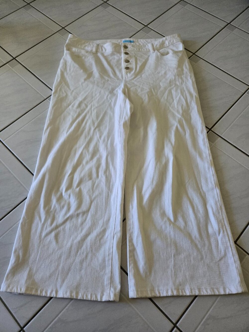 J McLaughlin Wide Leg Cropped Jeans White 14